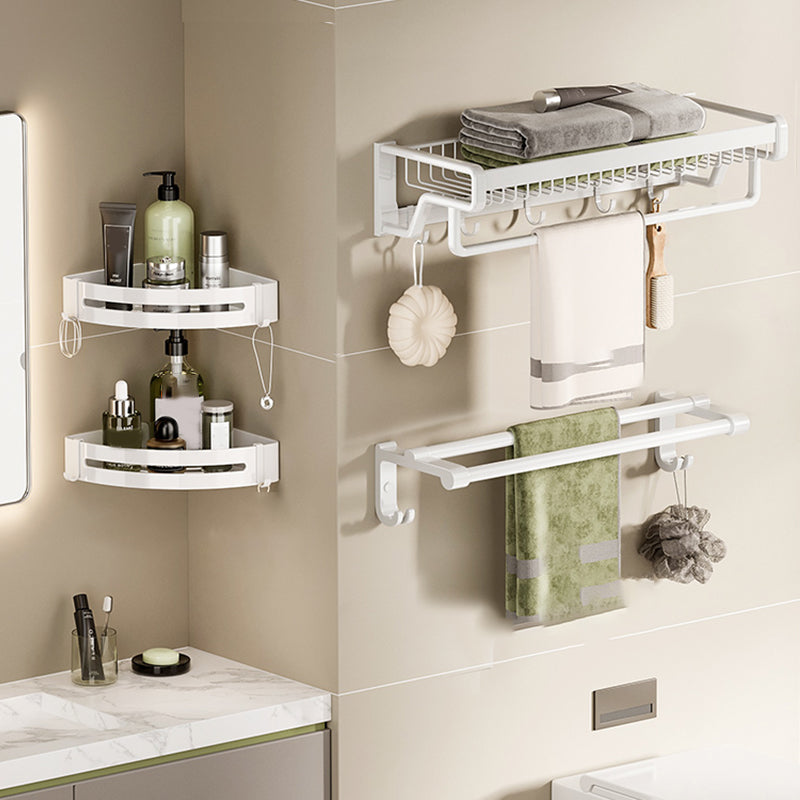 Lisslune | Contemporary bathroom accessory set made of matte stainless steel-aluminum with bathrobe hooks/bath shelf