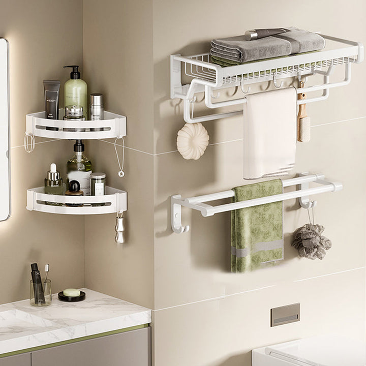 Lisslune | Contemporary bathroom accessory set made of matte stainless steel-aluminum with bathrobe hooks/bath shelf