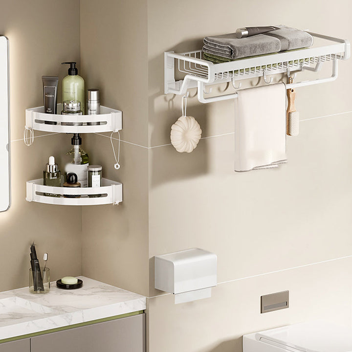 Lisslune | Contemporary bathroom accessory set made of matte stainless steel-aluminum with bathrobe hooks/bath shelf