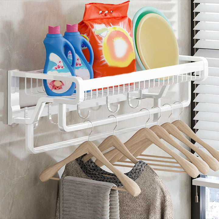Lisslune | Contemporary bathroom accessory set made of matte stainless steel-aluminum with bathrobe hooks/bath shelf
