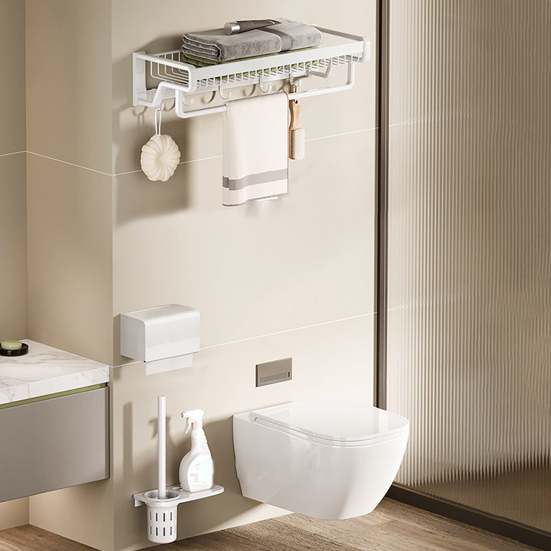 Lisslune | Contemporary bathroom accessory set made of matte stainless steel-aluminum with bathrobe hook/bath shelf