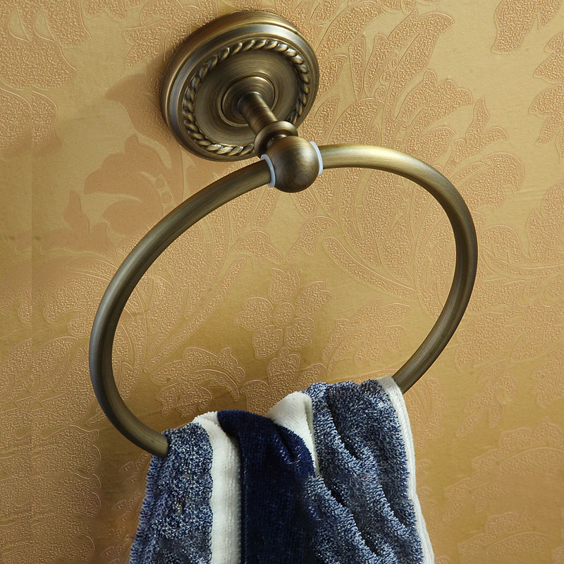 Lisslune | Worn Brass Traditional Bathroom Set with Bath Shelf/Paper Holder & Towel Bar