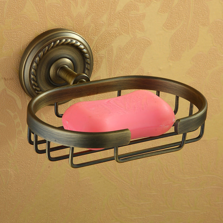 Lisslune | Worn Brass Traditional Bathroom Set with Bath Shelf/Paper Holder & Towel Bar