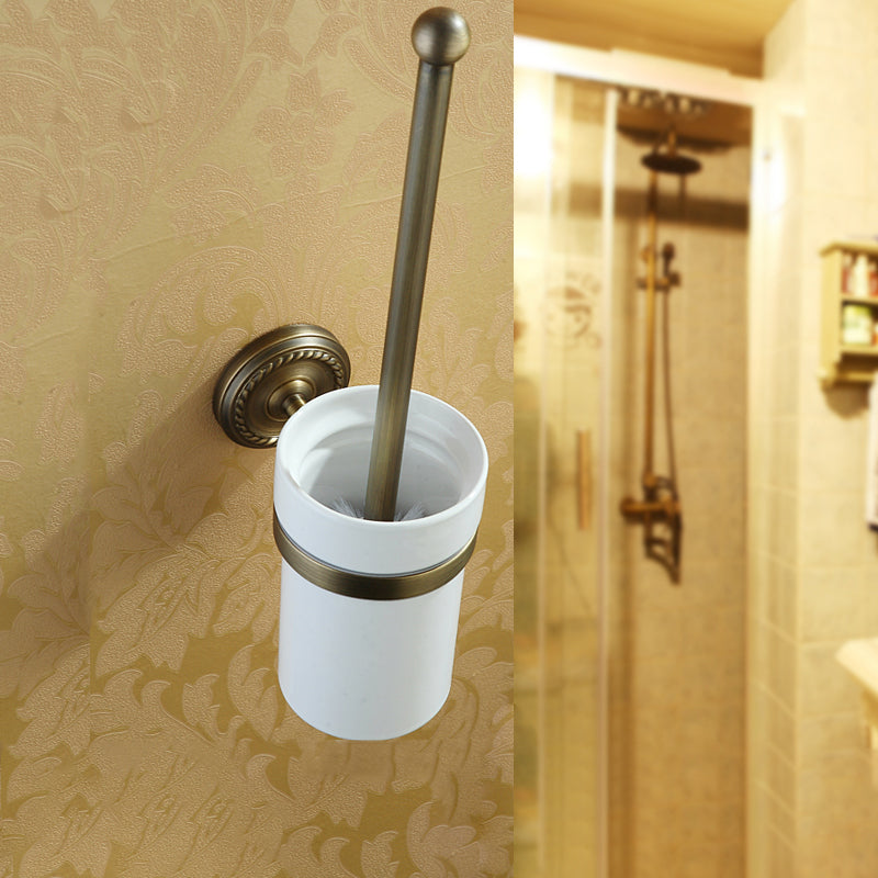 Lisslune | Worn Brass Traditional Bathroom Set with Bath Shelf/Paper Holder & Towel Bar