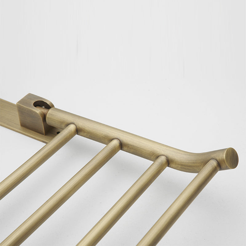 Lisslune | Worn Brass Traditional Bathroom Set with Bath Shelf/Paper Holder & Towel Bar