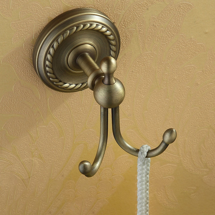 Lisslune | Worn Brass Traditional Bathroom Set with Bath Shelf/Paper Holder & Towel Bar