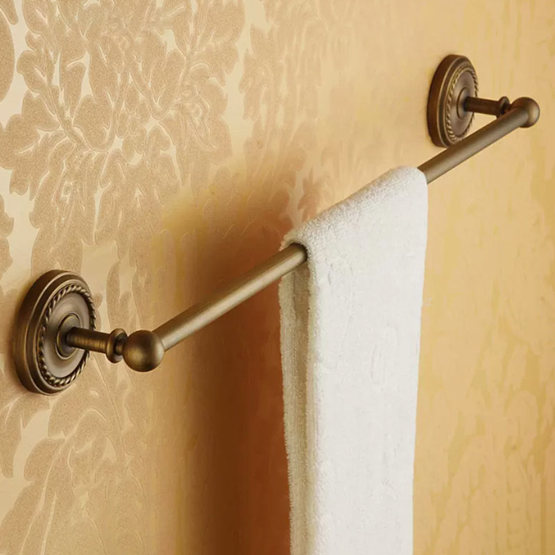 Lisslune | Worn Brass Traditional Bathroom Set with Bath Shelf/Paper Holder & Towel Bar