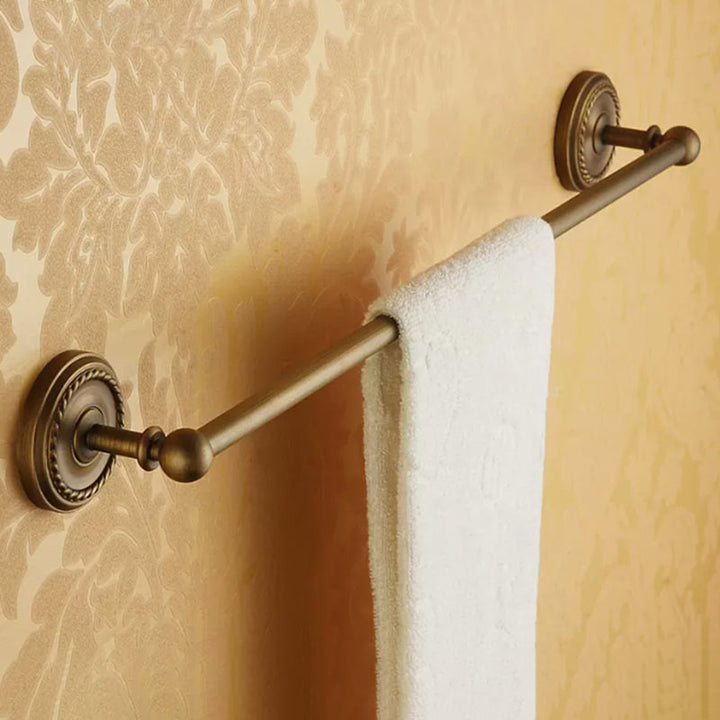 Lisslune | Worn Brass Traditional Bathroom Set with Bath Shelf/Paper Holder & Towel Bar