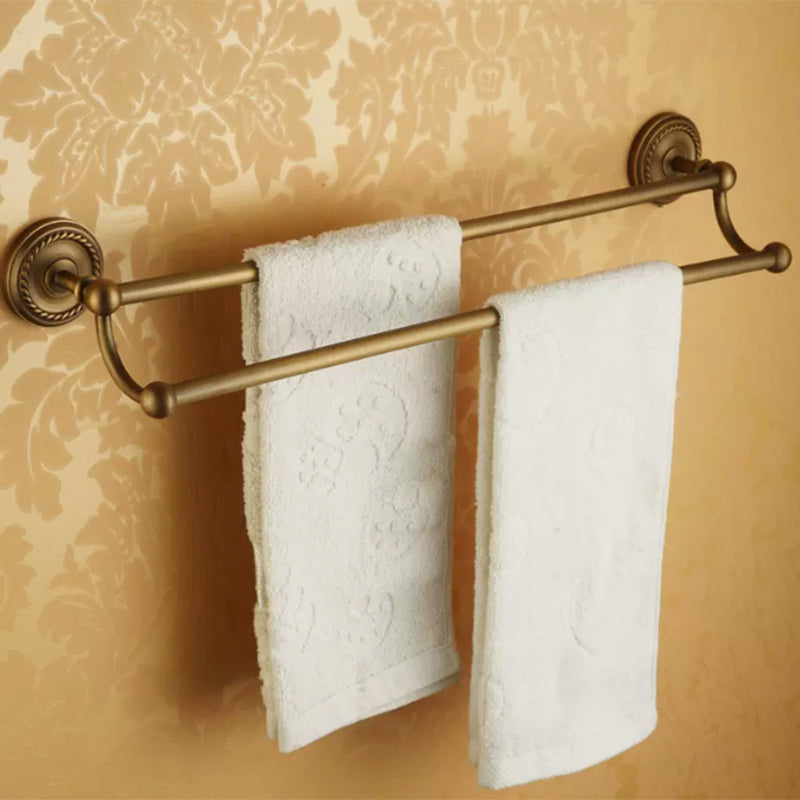 Lisslune | Worn Brass Traditional Bathroom Set with Bath Shelf/Paper Holder & Towel Bar