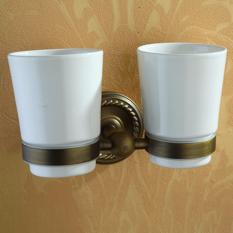 Lisslune | Worn Brass Traditional Bathroom Set with Bath Shelf/Paper Holder & Towel Bar