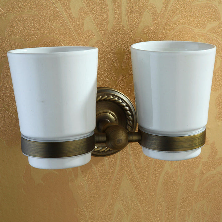 Lisslune | Worn Brass Traditional Bathroom Set with Bath Shelf/Paper Holder & Towel Bar