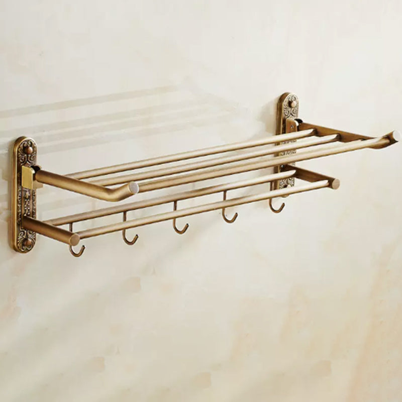 Lisslune | Worn Brass Traditional Bathroom Set with Bath Shelf/Paper Holder & Towel Bar