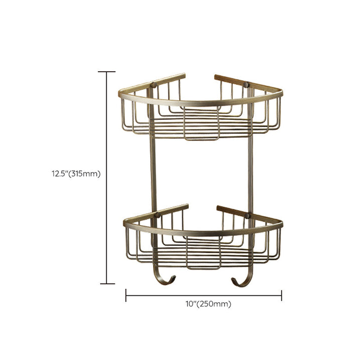 Lisslune | Worn Brass Traditional Bathroom Set with Bath Shelf/Paper Holder & Towel Bar