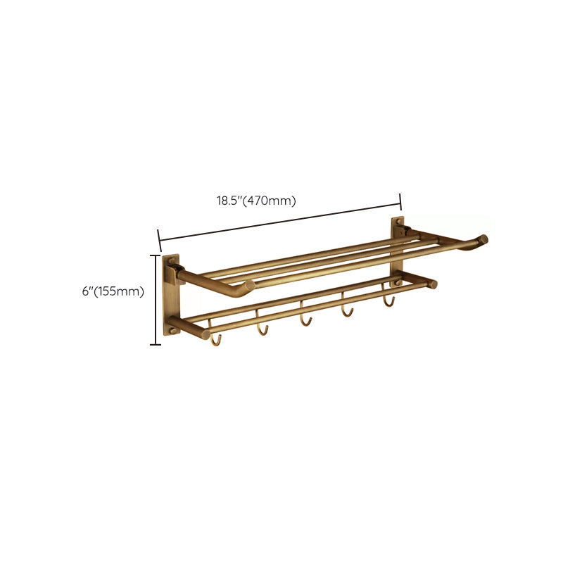 Lisslune | Worn Brass Traditional Bathroom Set with Bath Shelf/Paper Holder & Towel Bar