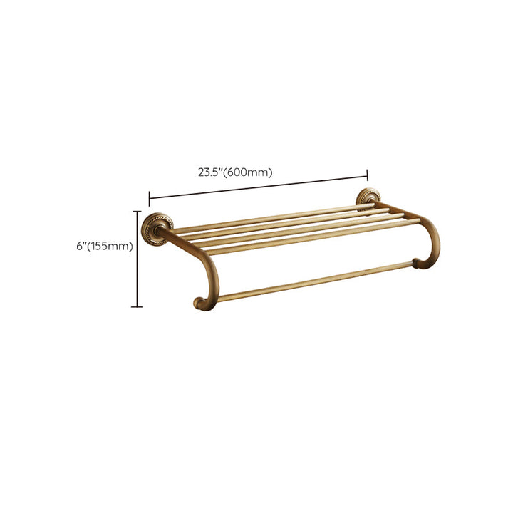 Lisslune | Worn Brass Traditional Bathroom Set with Bath Shelf/Paper Holder & Towel Bar