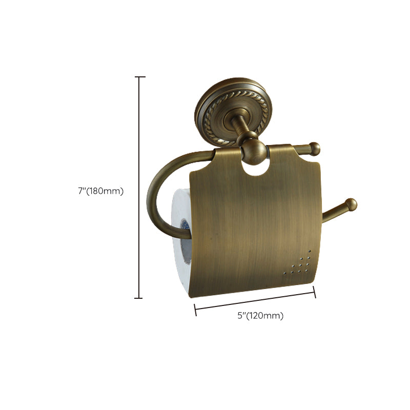 Lisslune | Worn Brass Traditional Bathroom Set with Bath Shelf/Paper Holder & Towel Bar
