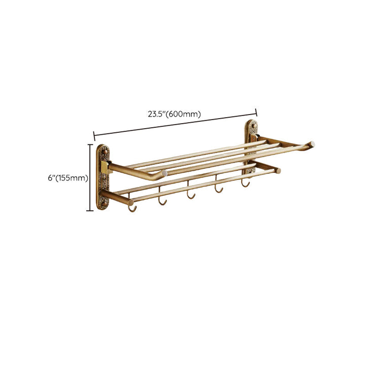 Lisslune | Worn Brass Traditional Bathroom Set with Bath Shelf/Paper Holder & Towel Bar