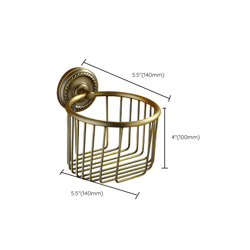 Lisslune | Worn Brass Traditional Bathroom Set with Bath Shelf/Paper Holder & Towel Bar