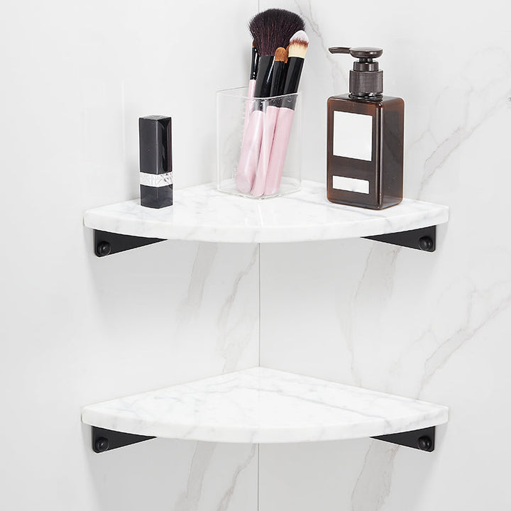 Lisslune | Matt Black Bathroom Accessory Set made of Metal & Marble with Bath Shelf/Towel Holder