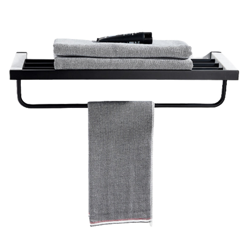 Lisslune | Matt Black Bathroom Accessory Set made of Metal & Marble with Bath Shelf/Towel Holder