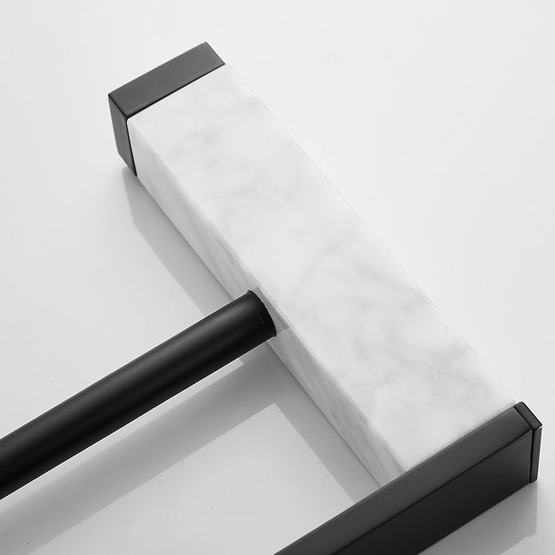 Lisslune | Matt Black Bathroom Accessory Set made of Metal & Marble with Bath Shelf/Towel Holder