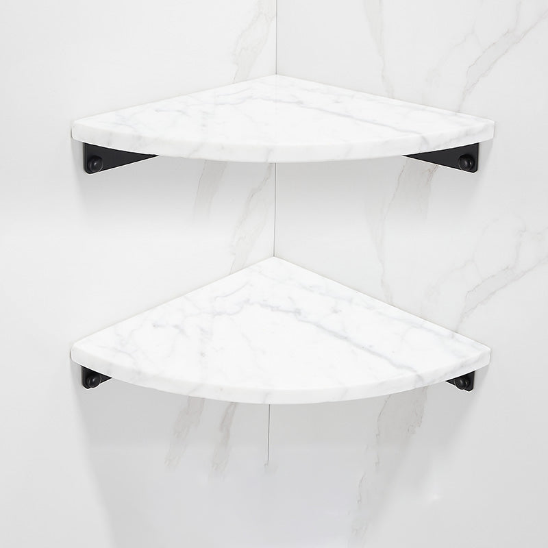 Lisslune | Matt Black Bathroom Accessory Set made of Metal & Marble with Bath Shelf/Towel Holder