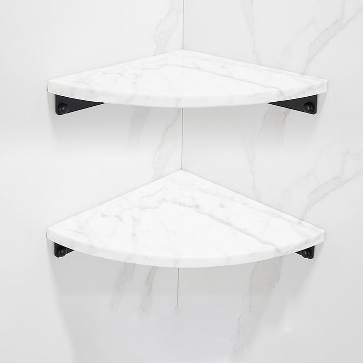 Lisslune | Matt Black Bathroom Accessory Set made of Metal & Marble with Bath Shelf/Towel Holder