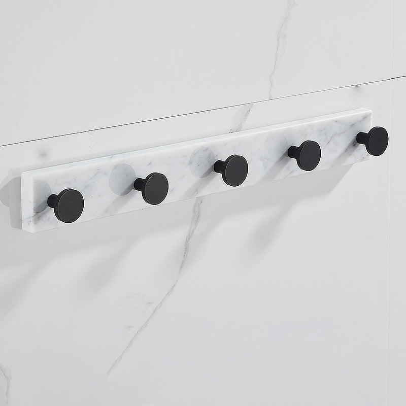 Lisslune | Matt Black Bathroom Accessory Set made of Metal & Marble with Bath Shelf/Towel Holder