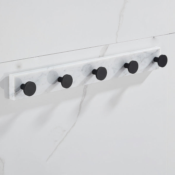 Lisslune | Matt Black Bathroom Accessory Set made of Metal & Marble with Bath Shelf/Towel Holder