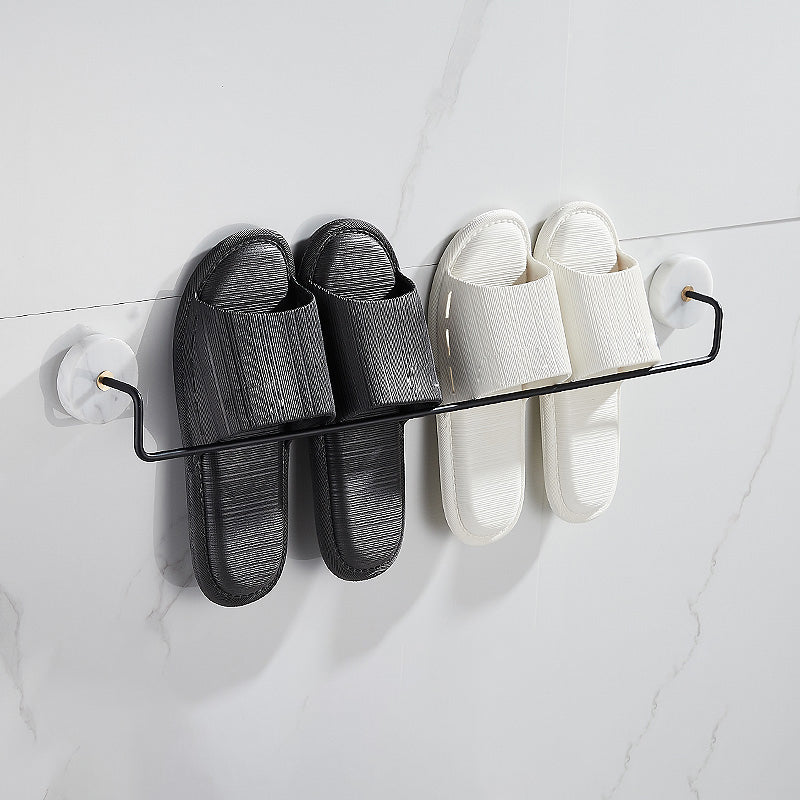 Lisslune | Matt Black Bathroom Accessory Set made of Metal & Marble with Bath Shelf/Towel Holder