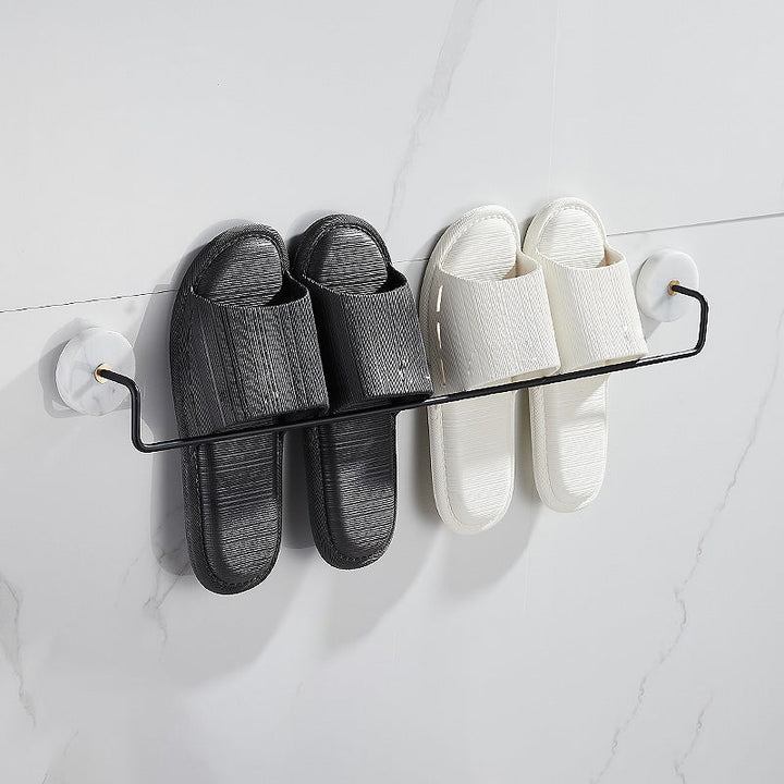 Lisslune | Matt Black Bathroom Accessory Set made of Metal & Marble with Bath Shelf/Towel Holder