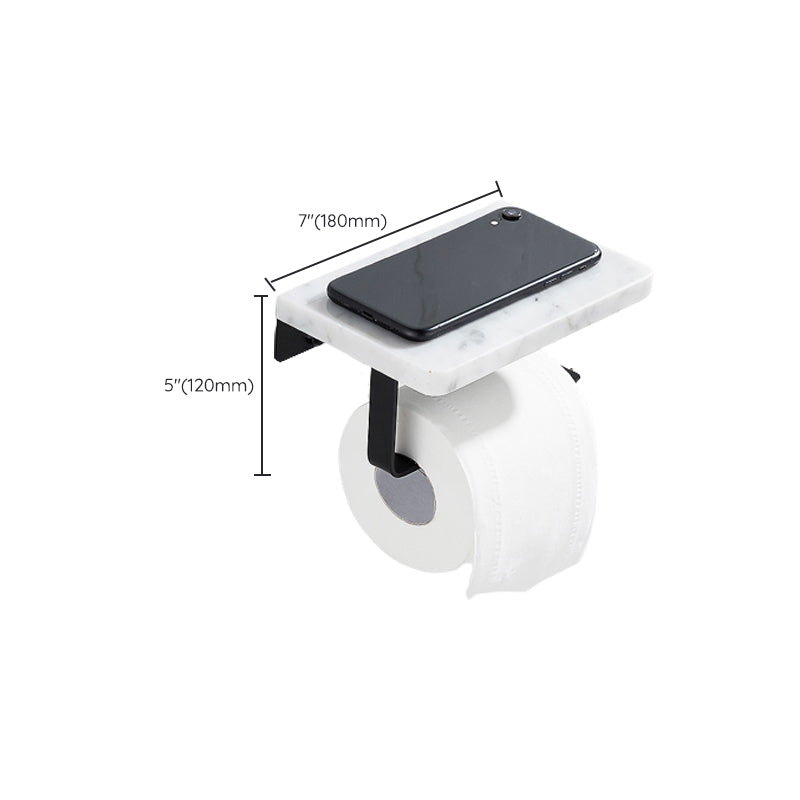 Lisslune | Matt Black Bathroom Accessory Set made of Metal & Marble with Bath Shelf/Towel Holder