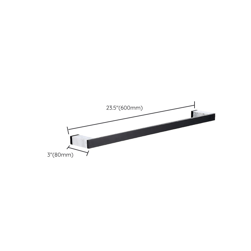 Lisslune | Matt Black Bathroom Accessory Set made of Metal & Marble with Bath Shelf/Towel Holder