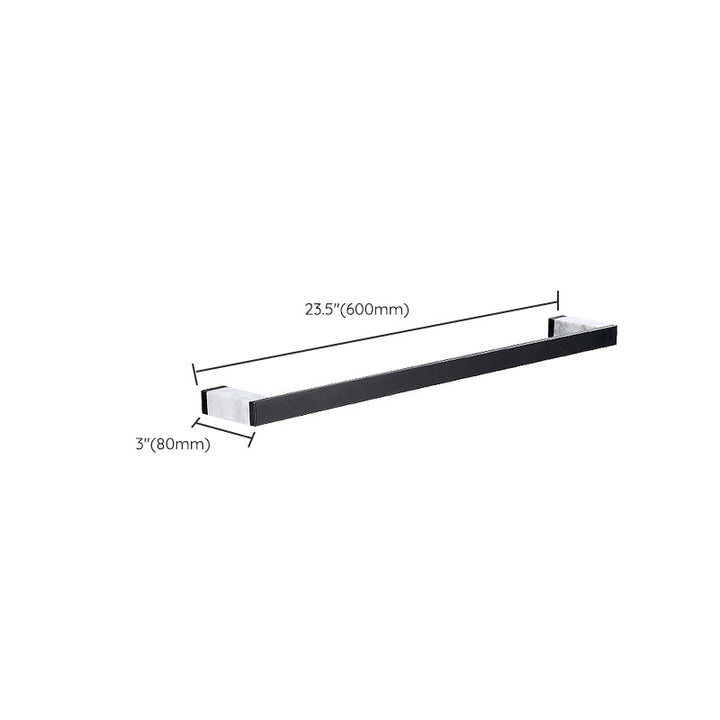 Lisslune | Matt Black Bathroom Accessory Set made of Metal & Marble with Bath Shelf/Towel Holder