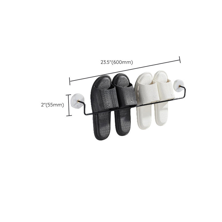 Lisslune | Matt Black Bathroom Accessory Set made of Metal & Marble with Bath Shelf/Towel Holder