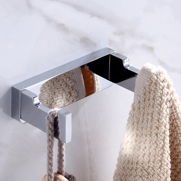 Lisslune | Chrome brass modern bathroom accessory set with towel bar/ ring/ paper holder & bathrobe hook