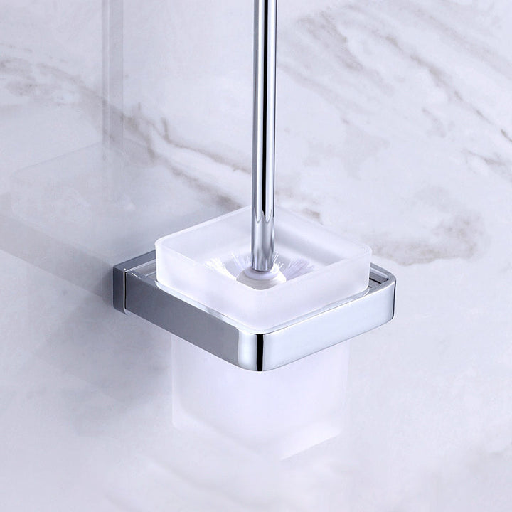 Lisslune | Chrome brass modern bathroom accessory set with towel bar/ ring/ paper holder & bathrobe hook