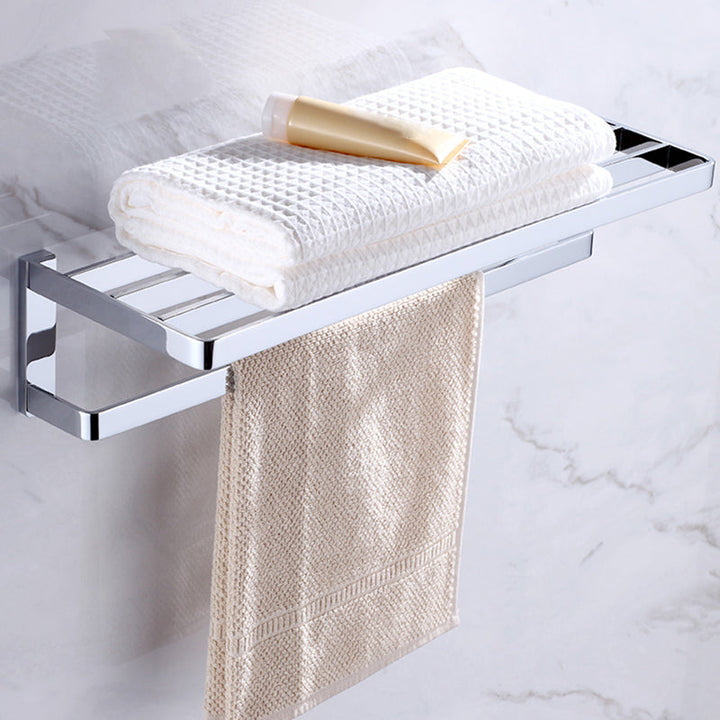 Lisslune | Chrome brass modern bathroom accessory set with towel bar/ ring/ paper holder & bathrobe hook