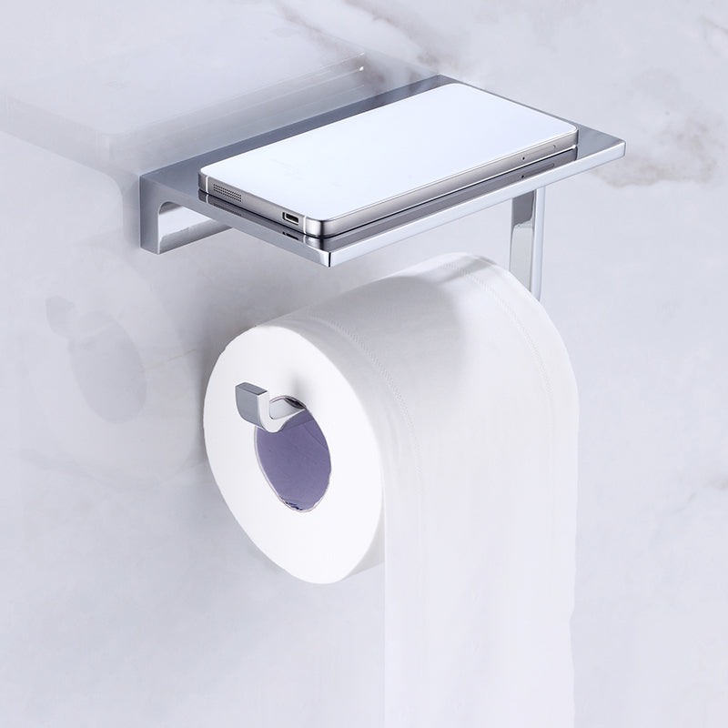 Lisslune | Chrome brass modern bathroom accessory set with towel bar/ ring/ paper holder & bathrobe hook