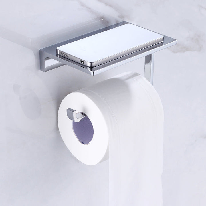 Lisslune | Chrome brass modern bathroom accessory set with towel bar/ ring/ paper holder & bathrobe hook