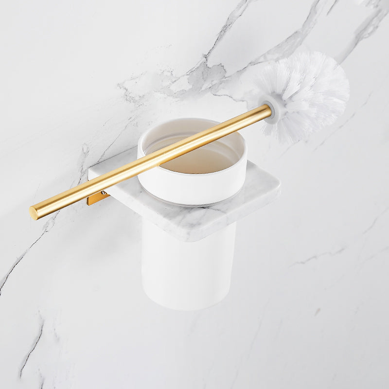 Lisslune | Brushed Brass Bathroom Accessory Set Metal & Marble Bathroom Hardware Set with Bathtub Shelf