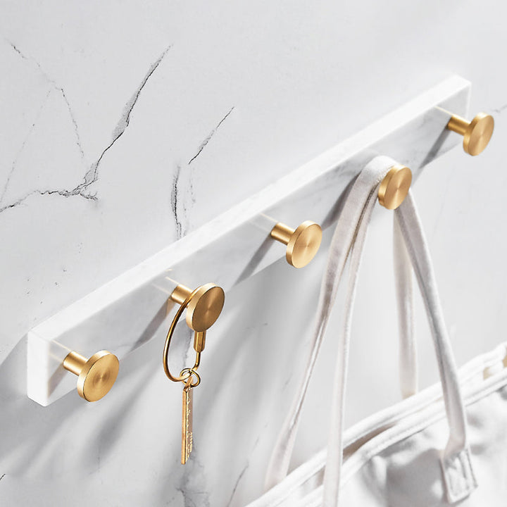 Lisslune | Brushed Brass Bathroom Accessory Set Metal & Marble Bathroom Hardware Set with Bath Shelf