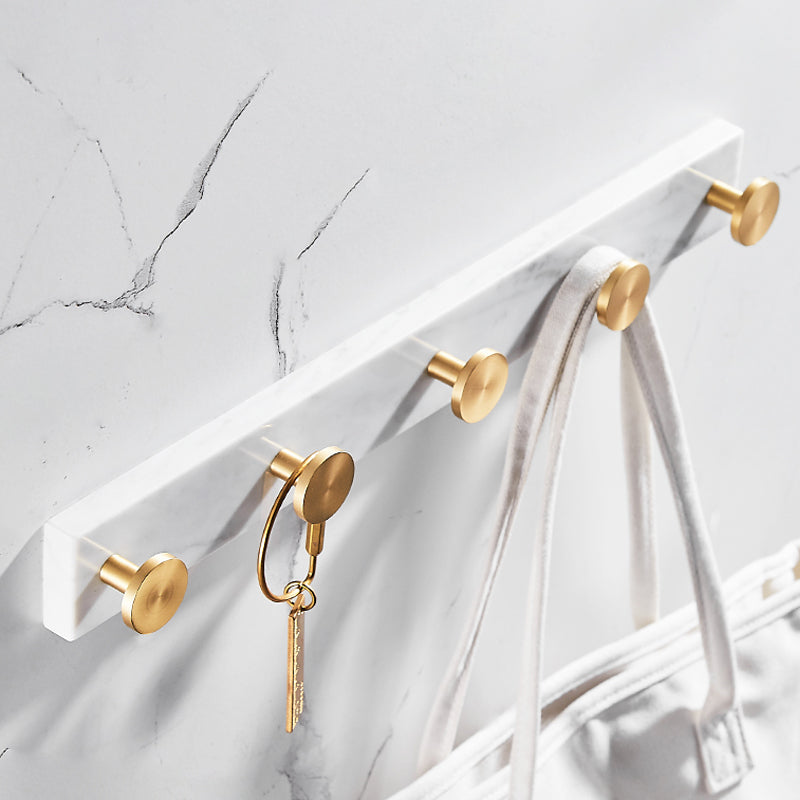 Lisslune | Brushed Brass Bathroom Accessory Set Metal & Marble Bathroom Hardware Set with Bathtub Shelf