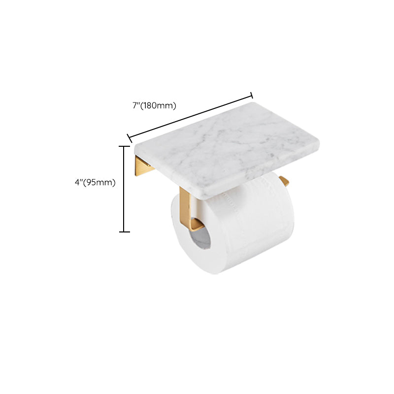 Lisslune | Brushed Brass Bathroom Accessory Set Metal & Marble Bathroom Hardware Set with Bath Shelf