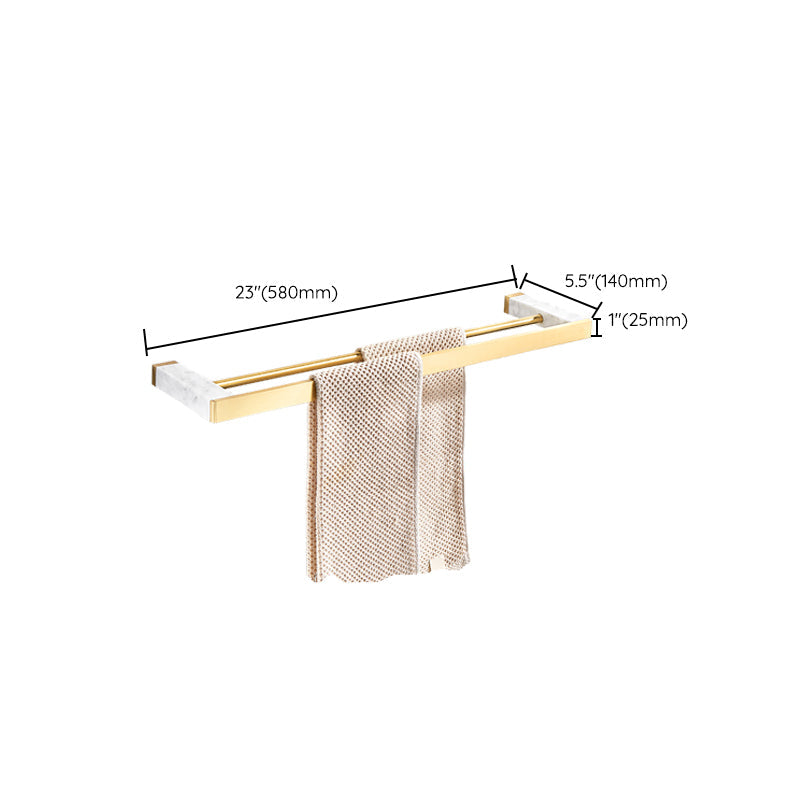 Lisslune | Brushed Brass Bathroom Accessory Set Metal & Marble Bathroom Hardware Set with Bath Shelf