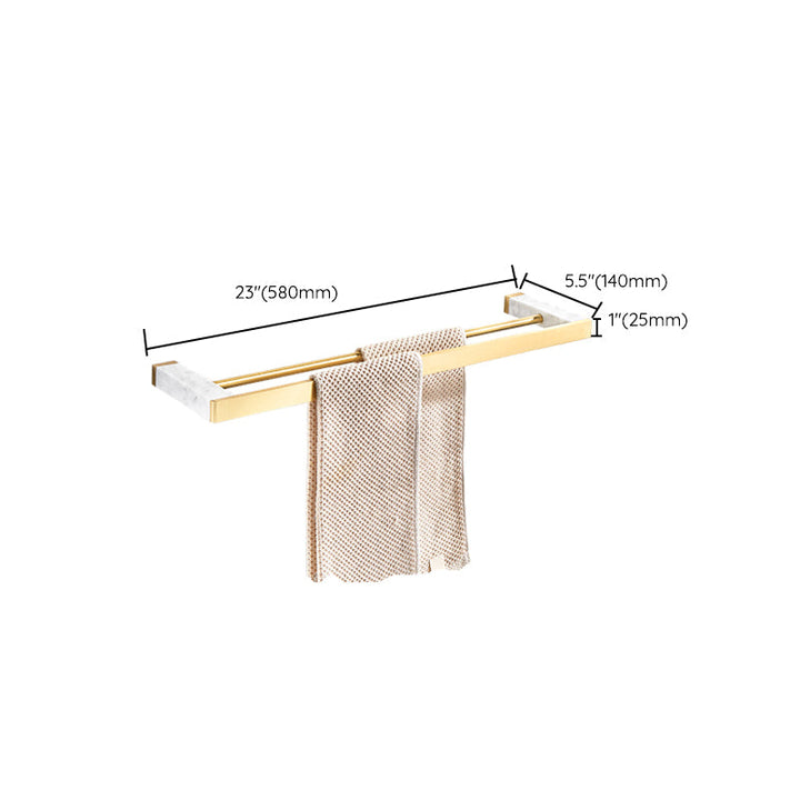 Lisslune | Brushed Brass Bathroom Accessory Set Metal & Marble Bathroom Hardware Set with Bath Shelf