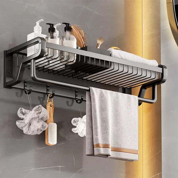 Lisslune | Contemporary bathroom accessory set made of matte stainless steel-aluminum with bathrobe hook/towel rail