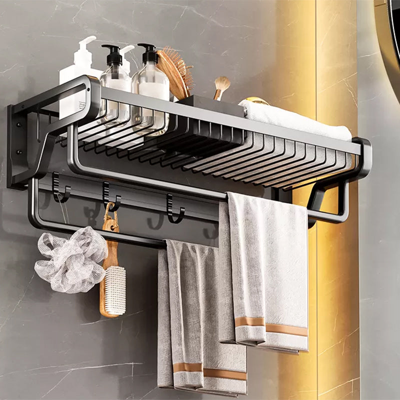 Lisslune | Contemporary bathroom accessory set made of matte stainless steel-aluminum with bathrobe hook/towel rail