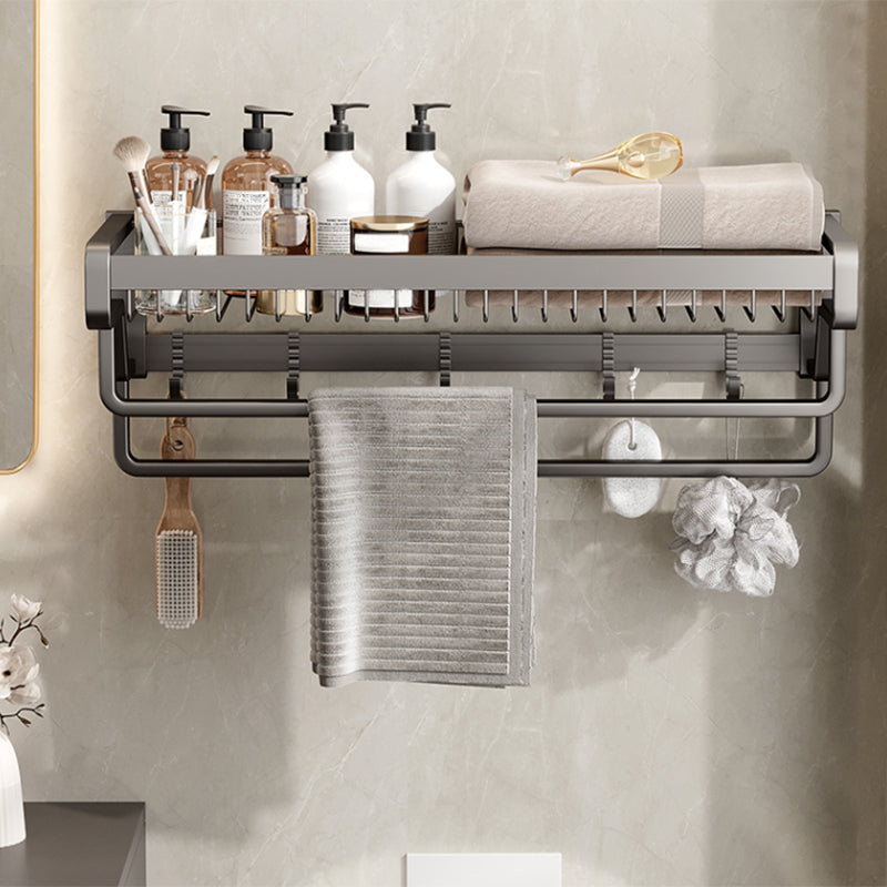 Lisslune | Contemporary bathroom accessory set made of matte stainless steel-aluminum with bathrobe hook/towel bar