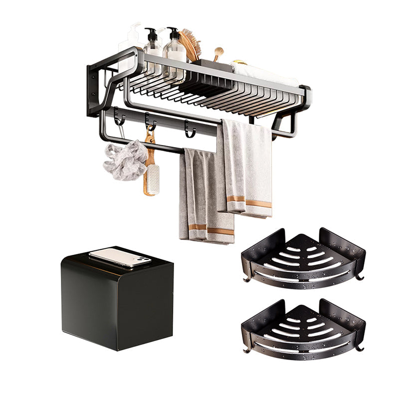 Lisslune | Contemporary bathroom accessory set made of matte stainless steel-aluminum with bathrobe hook/towel bar